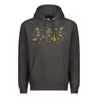 Smoke dancing skeletons mardi gras Premium Hoodie - MaliasSmallBusiness