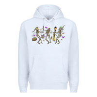 White dancing skeletons mardi gras Premium Hoodie - MaliasSmallBusiness