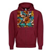 Burgundy sunflower horses seamless pattern Zipper Hoodie - HRA Design Shop