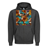 Charcoal Heather sunflower horses seamless pattern Zipper Hoodie - HRA Design Shop