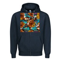 Navy sunflower horses seamless pattern Zipper Hoodie - HRA Design Shop