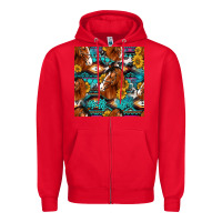 Red sunflower horses seamless pattern Zipper Hoodie - HRA Design Shop