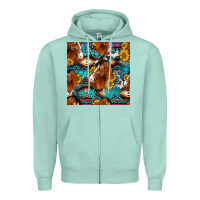 Seafoam sunflower horses seamless pattern Zipper Hoodie - HRA Design Shop