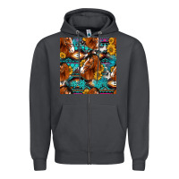 Sunflower Horses Seamless Pattern Zipper Hoodie | Teevron