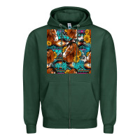 Sports Green sunflower horses seamless pattern Zipper Hoodie - HRA Design Shop
