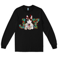 Black Christmas joy bull terrier Long Sleeve Tee - RanaPortraitStore