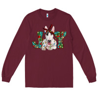 Burgundy Christmas joy bull terrier Long Sleeve Tee - RanaPortraitStore
