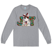 Heather Grey Christmas joy bull terrier Long Sleeve Tee - RanaPortraitStore