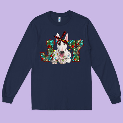 Christmas Joy Bull Terrier Long Sleeve Tee Designed By Ranaportraitstore