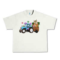 Pistachio Happy Easter Tractor with Bunny Flowers and Carrot Urban Heavy Tee - RanaPortraitStore