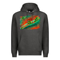 Charcoal Heather westerb aztec and leopard background Premium Hoodie - AdoDesignShop