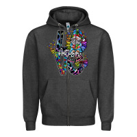 Charcoal Heather love autism Zipper Hoodie - SublimationCraftShop