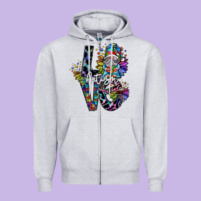 Love Autism Zipper Hoodie Designed By Sublimationcraftshop
