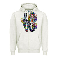 Oatmeal Heather love autism Zipper Hoodie - SublimationCraftShop