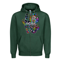 Sports Green love autism Zipper Hoodie - SublimationCraftShop