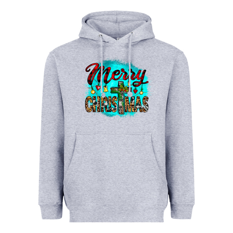 Merry Christmas Wood Slice Ornament Heavyweight Hoodie by JahusDesignShop | Teevron