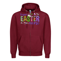 Burgundy happy easter nurse Zipper Hoodie - Neo Western