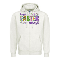 Oatmeal Heather happy easter nurse Zipper Hoodie - Neo Western