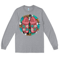 Heather Grey western crocin Long Sleeve Tee - texasbilliewilder