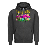 Charcoal Heather happy easter truck with farm animal Zipper Hoodie - Neo Western