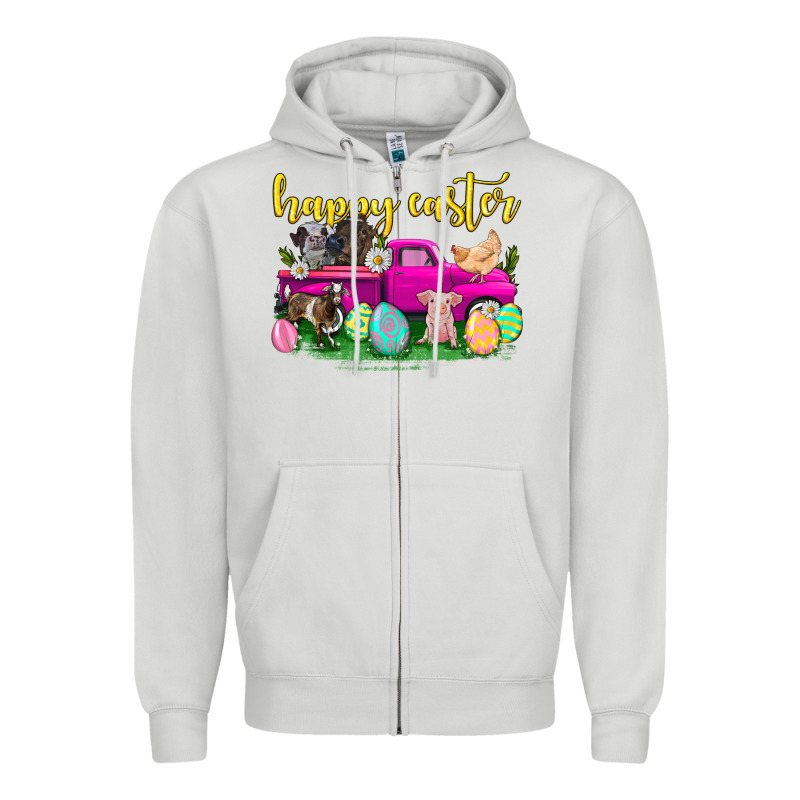 Happy Easter Truck With Farm Animal Zipper Hoodie by Neo Western | Teevron