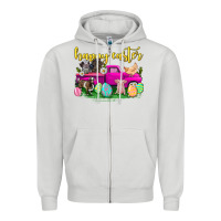 Dove Grey happy easter truck with farm animal Zipper Hoodie - Neo Western