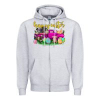 Heather Grey happy easter truck with farm animal Zipper Hoodie - Neo Western