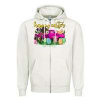Oatmeal Heather happy easter truck with farm animal Zipper Hoodie - Neo Western
