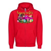 Red happy easter truck with farm animal Zipper Hoodie - Neo Western