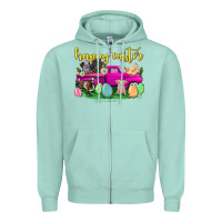 Seafoam happy easter truck with farm animal Zipper Hoodie - Neo Western