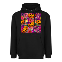 Black halloween witchy pumpkin seamless pattern Heavyweight Hoodie - BundleAndBundleShop