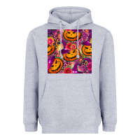 Heather Grey halloween witchy pumpkin seamless pattern Heavyweight Hoodie - BundleAndBundleShop