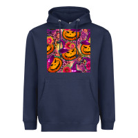 Navy halloween witchy pumpkin seamless pattern Heavyweight Hoodie - BundleAndBundleShop