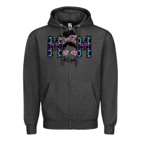 Charcoal Heather mom autism Zipper Hoodie - SublimationCraftShop