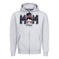 Heather Grey mom autism Zipper Hoodie - SublimationCraftShop