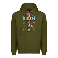 Army Green he is risen cross Premium Hoodie - MaliasSmallBusiness