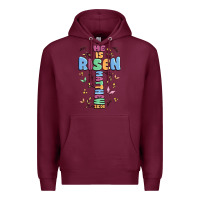 Burgundy he is risen cross Premium Hoodie - MaliasSmallBusiness