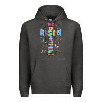 Charcoal Heather he is risen cross Premium Hoodie - MaliasSmallBusiness