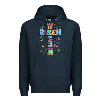 Navy he is risen cross Premium Hoodie - MaliasSmallBusiness