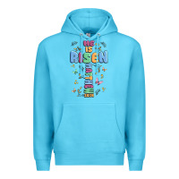 Ocean Blue he is risen cross Premium Hoodie - MaliasSmallBusiness