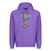 Purple he is risen cross Premium Hoodie - MaliasSmallBusiness