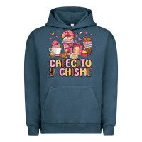 Pigment Midnight Navy cafecito y chisme Urban Hoodie - MaliasSmallBusiness