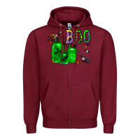 Burgundy boo drink Zipper Hoodie - CowhideDigitalArt