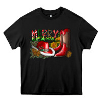 Black cowboy merry christmas Heavy Core Tee - CowhideDigitalArt
