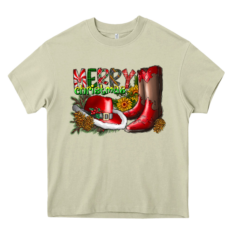 Cowboy Merry Christmas Heavy Core Tee by CowhideDigitalArt | Teevron
