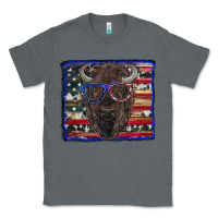 Charcoal Heather bison with american flag and glasses Classic Tee - RanaPortraitStore