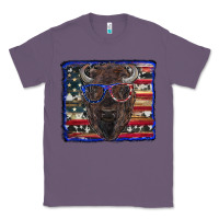 Lavender bison with american flag and glasses Classic Tee - RanaPortraitStore