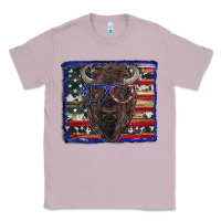 Lilac bison with american flag and glasses Classic Tee - RanaPortraitStore