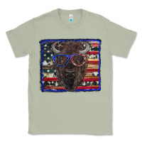Matcha bison with american flag and glasses Classic Tee - RanaPortraitStore