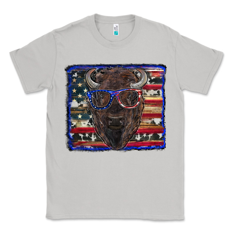 Bison With American Flag And Glasses Classic Tee by RanaPortraitStore | Teevron
